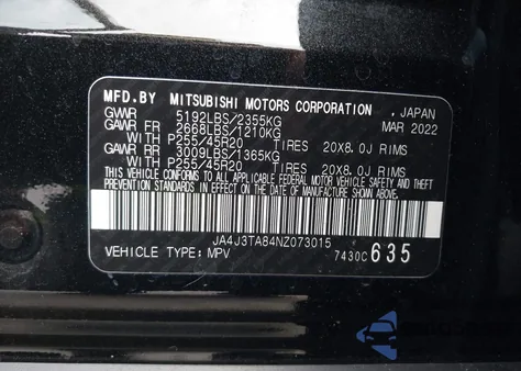 2022 Mitsubishi Outlander Es 2.5 2Wd from USA, damaged, VIN JA4J3TA84NZ073015